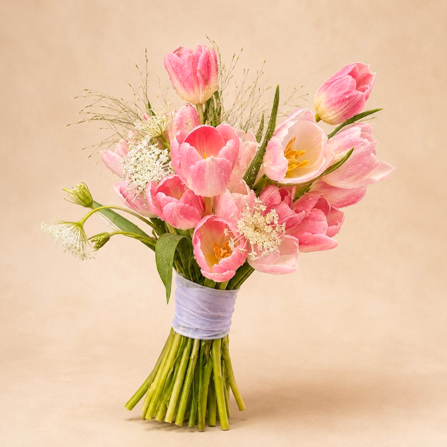 Bó Hoa Cưới Hoa Hồng Pastel